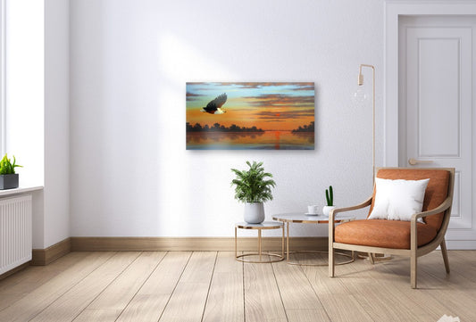 African Fish Eagle - Sunset Action - Limited Edition Canvas Print