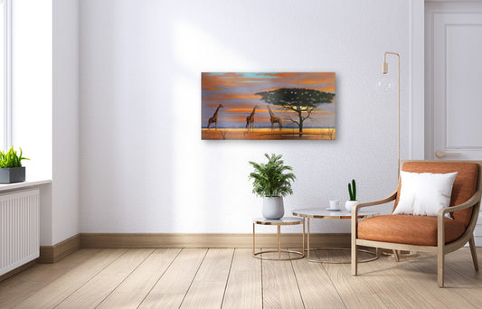 Twilight Tranquility | Giraffe at Sunset Canvas Print